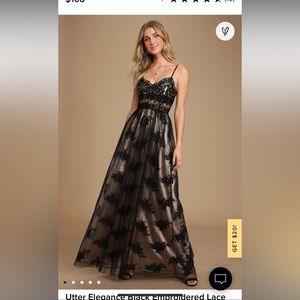 Utter Elegance Black Embroidered Lace Maxi Dress